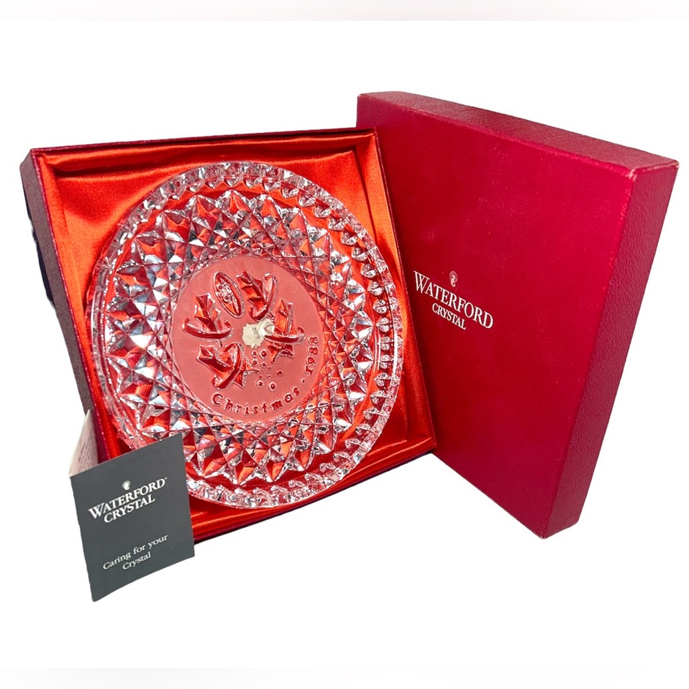 Waterford 8” Crystal ‘5 Golden Rings’ 1988 Christmas Plate in original box